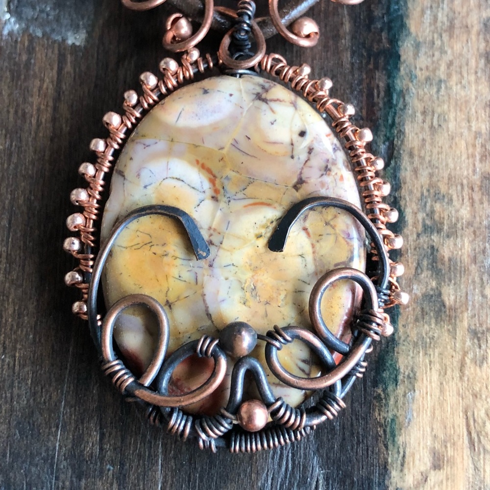 Wire wrapped Birdseye Jasper Handmade